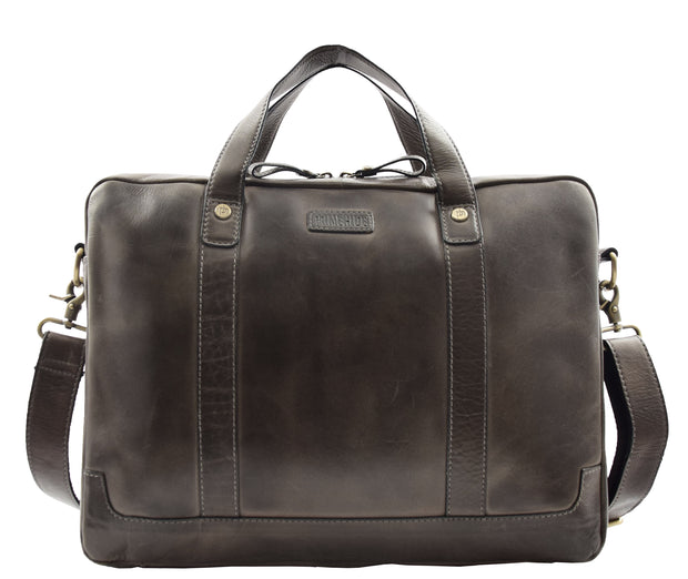 Real Soft Leather Satchel Vintage Black Briefcase Business Office Bag Rio