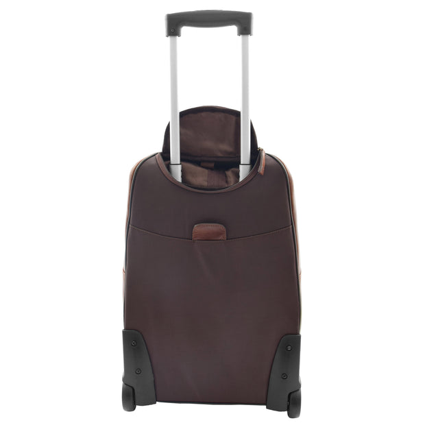 Wheeled Cabin Suitcase Real Brown Leather Luggage Travel Bag Carlos Back With Handle