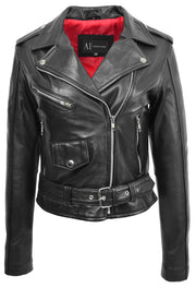 Womens Authentic Soft Leather Biker Jacket Slim Fit Black Jessie 4