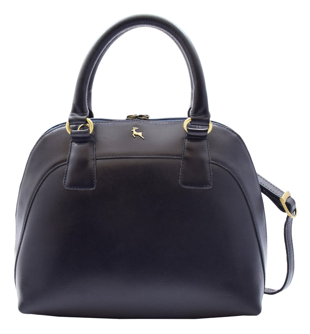 Womens Cowhide Leather Handbag Doctor-style Hobo Bag Ellie Navy