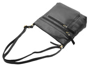 Womens Genuine Black Leather Crossbody Messenger Bag Irene