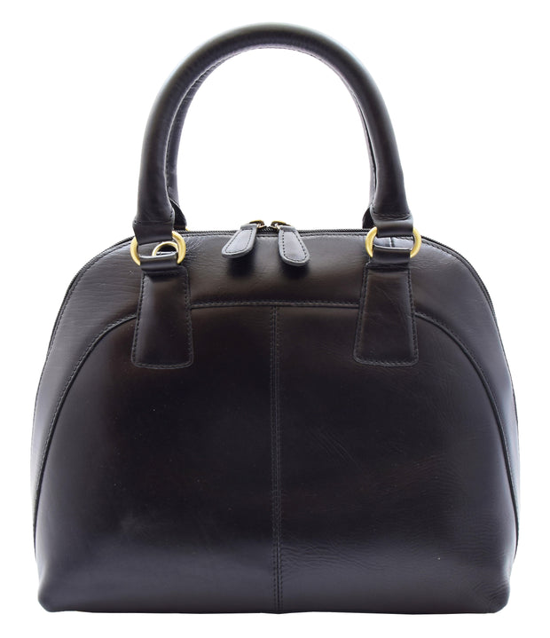 Womens Cowhide Leather Handbag Doctor-style Hobo Bag Ellie Black