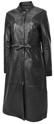 Womens Real Leather Full Length Coat Trendy Slim Fit Trench Overcoat Gamora 4