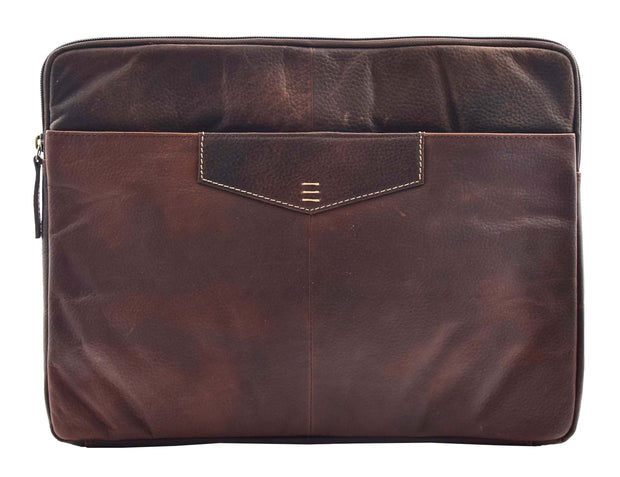 Distressed Brown Leather Folio Case iPad Files A4 Document Large Underarm Bag Archie