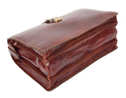Italian Leather Doctors Briefcase Business Professionals Gladstone Bag Brown - Djoser