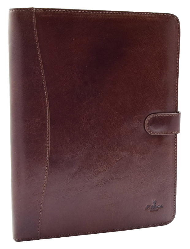 Italian Leather Conference Folder Brown A4 Writing Pad Underarm Bag Enzo 5