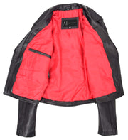Womens Authentic Soft Leather Biker Jacket Slim Fit Black Jessie 5