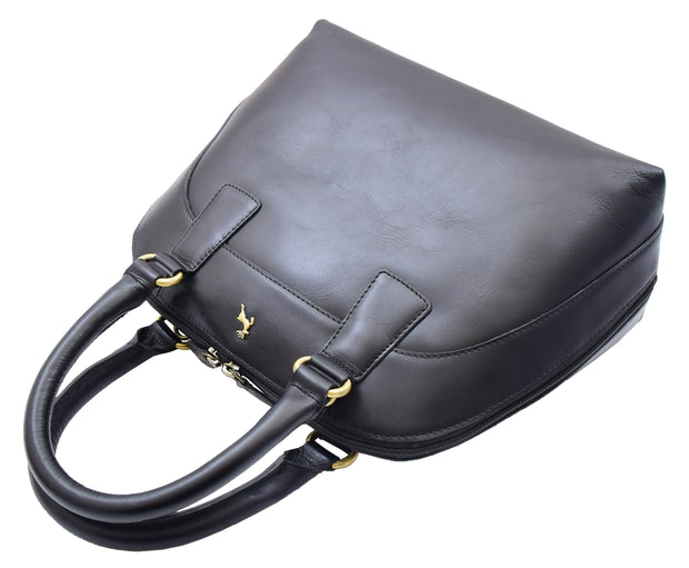 Womens Cowhide Leather Handbag Doctor-style Hobo Bag Ellie Black