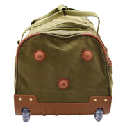 Wheeled Holdall 21" Medium Green Faux Leather Travel Duffle Bag Norge