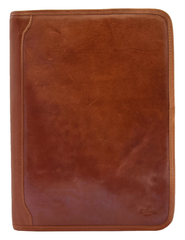 Real Leather Folio Underarm Bag Cognac Ring Binder A4 Pad - Arturo 5