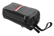 Mens Real Leather Toiletry Cosmetic Shaving Kit Travel Wash Bag Guy 5