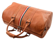 Genuine Leather Holdall Sports Weekend Travel Duffle Bag Miami Cognac 5