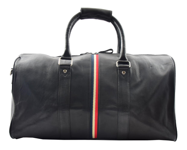 Genuine Leather Holdall Sports Weekend Travel Duffle Bag Miami Black 5