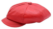 Womens Soft Leather Baker-boy Cap Classic Headwear Lucia Red