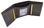 Mens Brown Hunter Leather Wallet Trifold RFID Safe ID Credit Cards Banknotes Boxed Blake