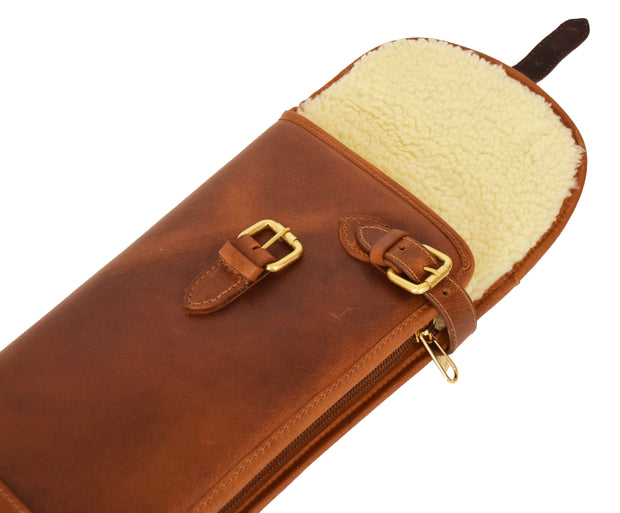 Real Leather Gun Slip Bag Shooting Shotgun Rifle Holster Case Artemis Tan 5