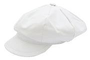 Womens Soft Leather Baker-boy Cap Classic Headwear Lucia White