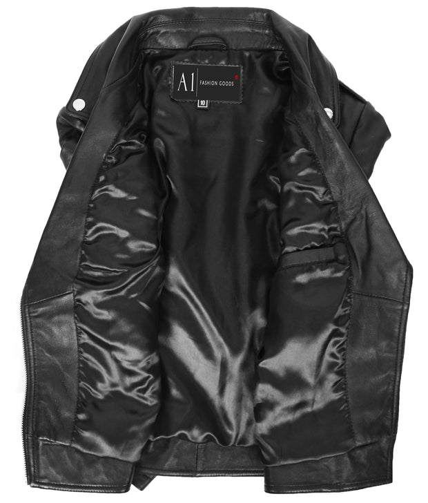 Womens Leather Biker Jacket Black Trendy Slim Fit Designer Ayla6
