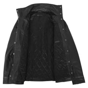 Ladies Black Leather Duffle Coat Belted Removable Hood Parka Jacket Sarah Lining