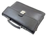 Mens Leather Briefcase Slimline Shoulder Office Bag Lima Black 6