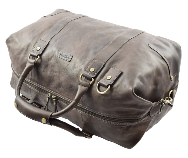 Genuine Leather Holdall Vintage Black Travel Weekend Duffle Bag Rome 6
