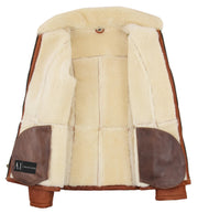 Womens Real Sheepskin Jacket Whiskey Merino Hip Length Shearling Coat Leona 6