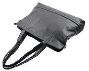 Womens Real Black Leather Bag Top Handle Shoulder Handbag Karen