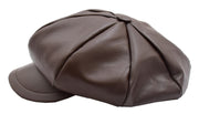 Womens Soft Leather Baker-boy Cap Classic Headwear Lucia Brown