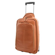 Wheeled Cabin Suitcase Real Tan Leather Luggage Travel Bag Carlos Front 2