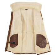 Womens Real Sheepskin Duffle Coat Hooded Shearling Jacket Armas Cognac Lining