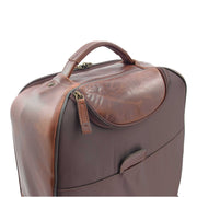 Wheeled Cabin Suitcase Real Brown Leather Luggage Travel Bag Carlos Feature