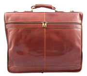 Genuine Luxury Leather Suit Garment Dress Carriers A112 Chestnut