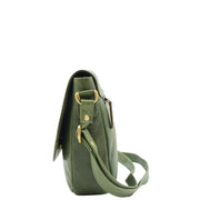 Womens Genuine Soft Green Leather Crossbody Bag Flap Over Organiser Gia 2