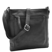 Womens Genuine Soft Leather Crossbody Messenger Casual Bag Ida Black