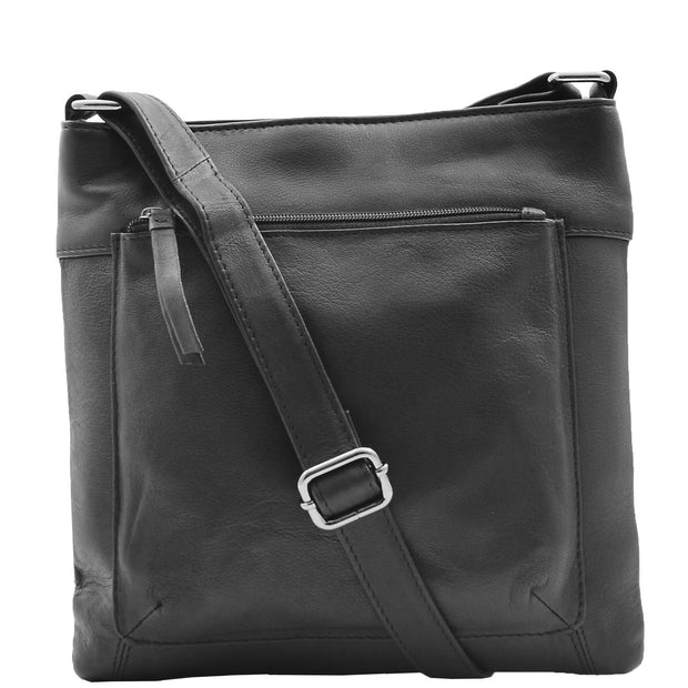Womens Genuine Soft Leather Crossbody Messenger Casual Bag Ida Black 3