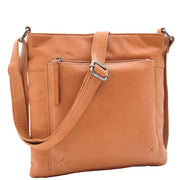 Womens Genuine Soft Leather Crossbody Messenger Casual Bag Ida Cognac