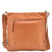 Womens Genuine Soft Leather Crossbody Messenger Casual Bag Ida Cognac 6