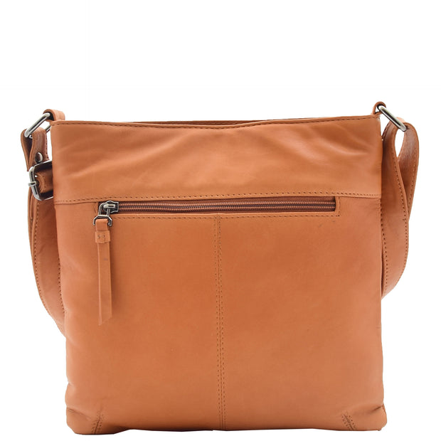 Womens Genuine Soft Leather Crossbody Messenger Casual Bag Ida Cognac 1