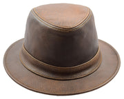 Leather Classic Trilby Gangster Hat Maitland Reddish Brown 2