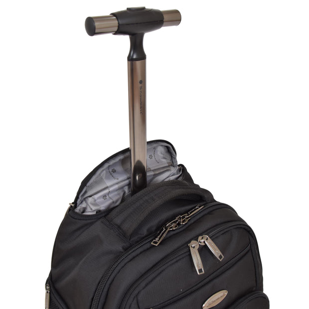 Wheeled Backpack Cabin Hand Luggage Travel Bag Hiking Rucksack Jenkins Black Feature