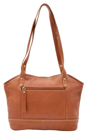 Womens Genuine Leather Shoulder Bag Cognac Shopper Style Trendy Handbag A293