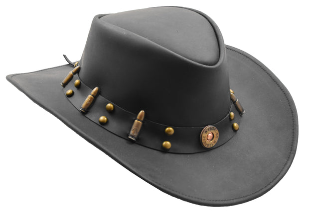 Real Leather Western Cowboy Hat GATTON Black 3