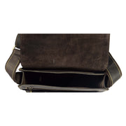 Gents Leather Messenger Shoulder Cross Body News Boy Bag A41 Brown Top Open