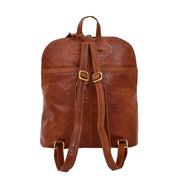 Womens Real Cognac Leather Backpack Organiser Day Rucksack Campus Back