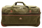 Wheeled Holdall 30" Large Green Faux Leather Travel Duffle Bag Swoose