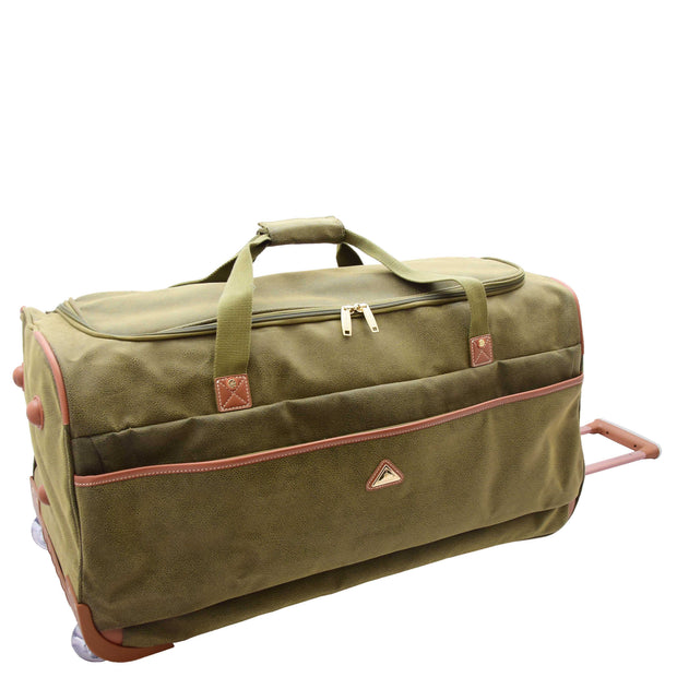 Wheeled Holdall 30" Large Green Faux Leather Travel Duffle Bag Swoose