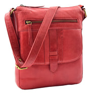 Womens Genuine Soft Vintage Leather Crossbody Messenger Bag Jill Red