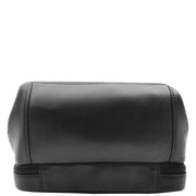 Real Black Leather Toiletry Wash Bag Cosmetic Shaving Kit Travel Pouch Neil 1