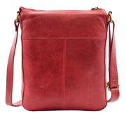Womens Genuine Soft Vintage Leather Crossbody Messenger Bag Jill Red 1