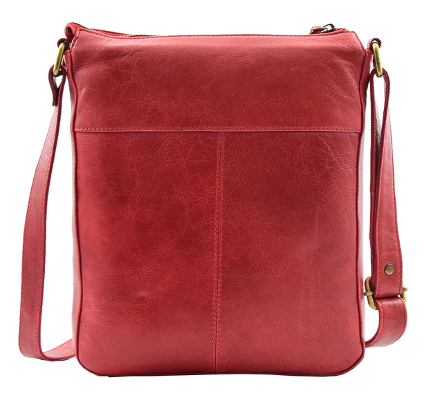 Womens Genuine Soft Vintage Leather Crossbody Messenger Bag Jill Red 1